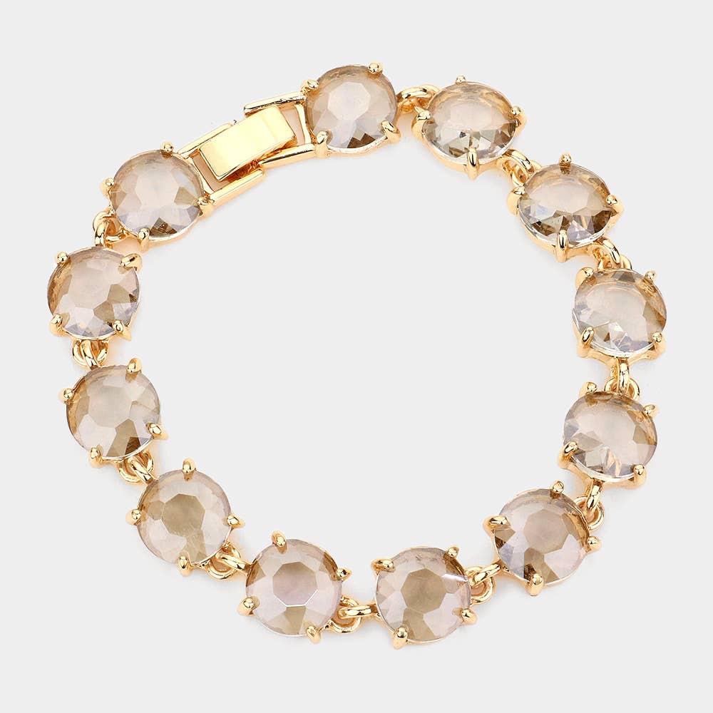 American USA Round Stone Link Evening Bracelet: AB,Multi