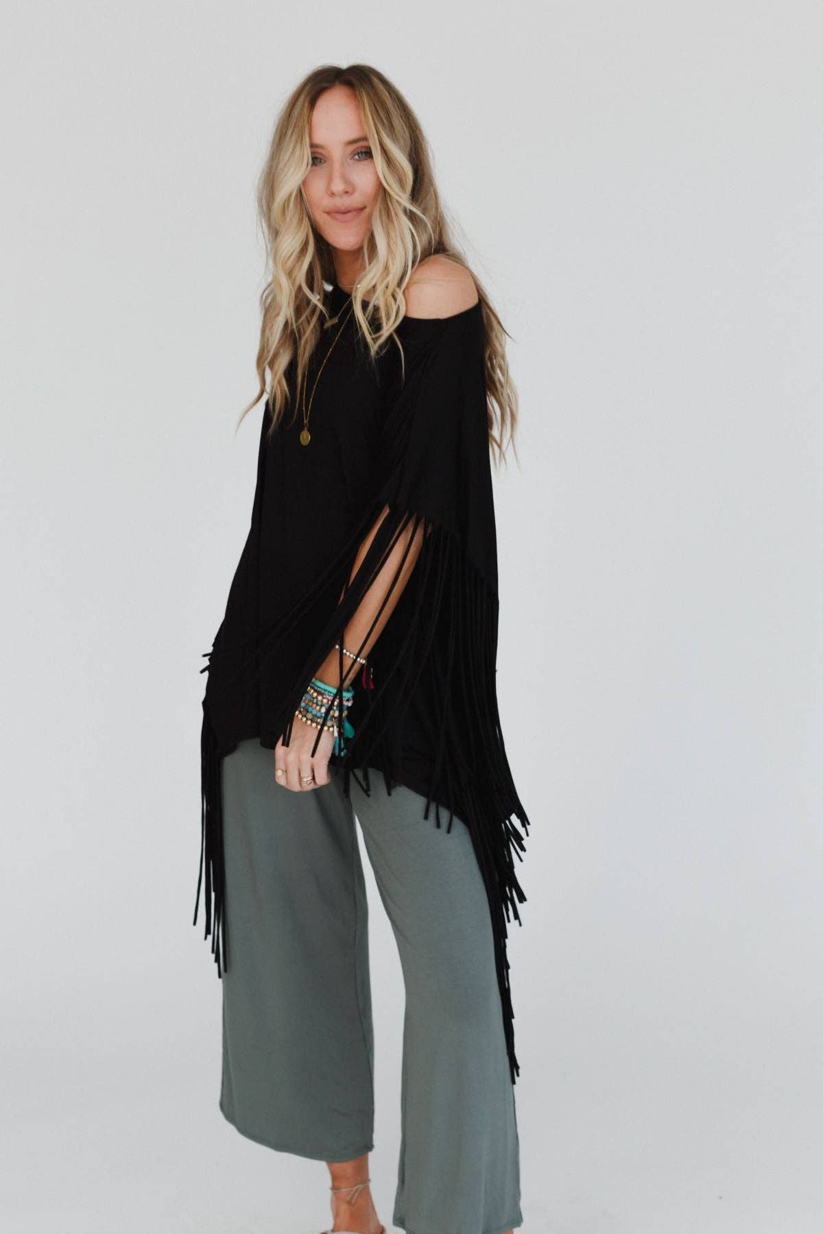 Showstopper Fringe Top - Black: M