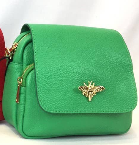 Bumble Bee Leather Crossbody  Bag JIJOU CAPRI: RED