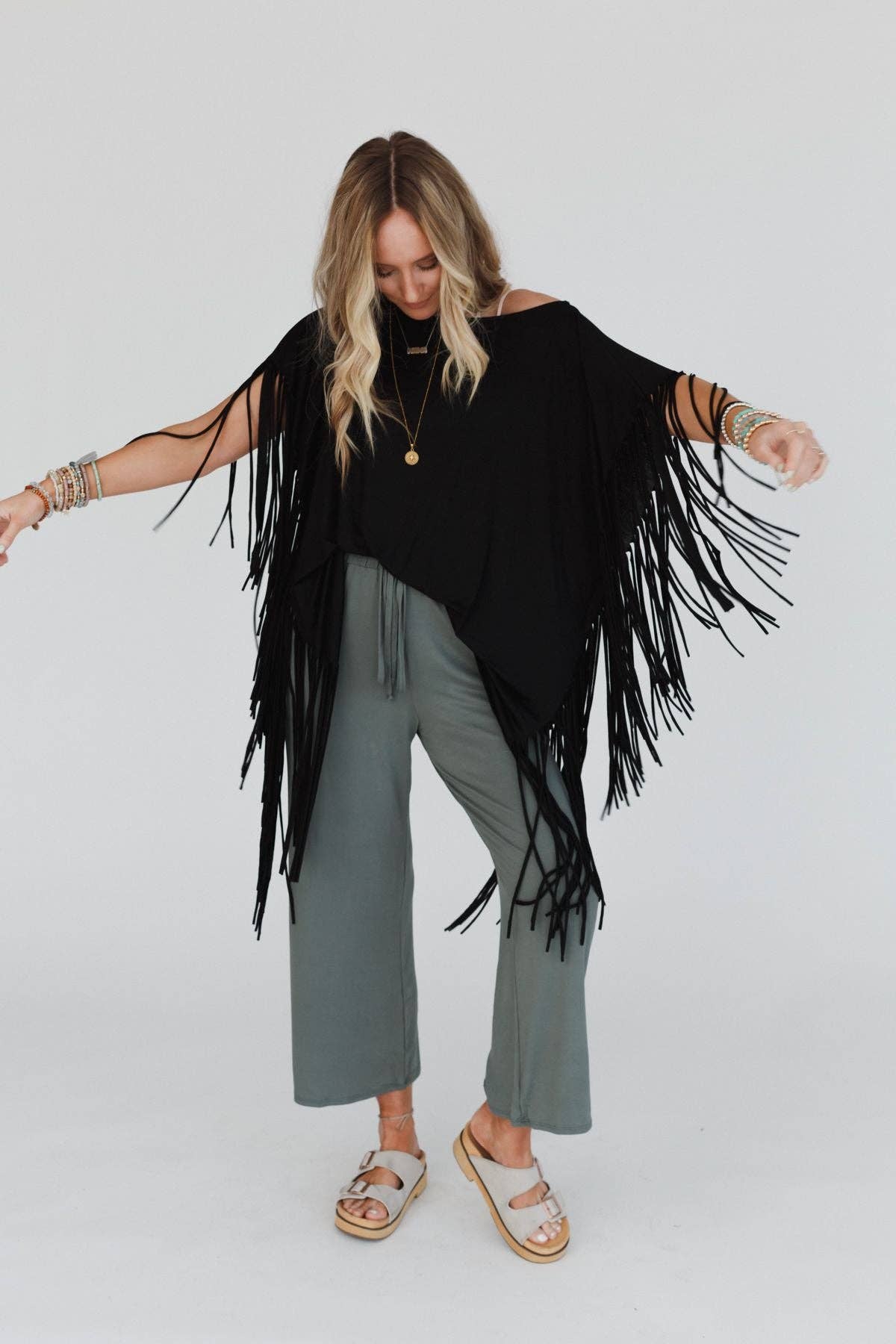 Showstopper Fringe Top - Black: M