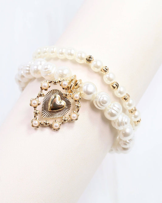 Emel Pearl Stretch Charm Bracelet Gold: Default