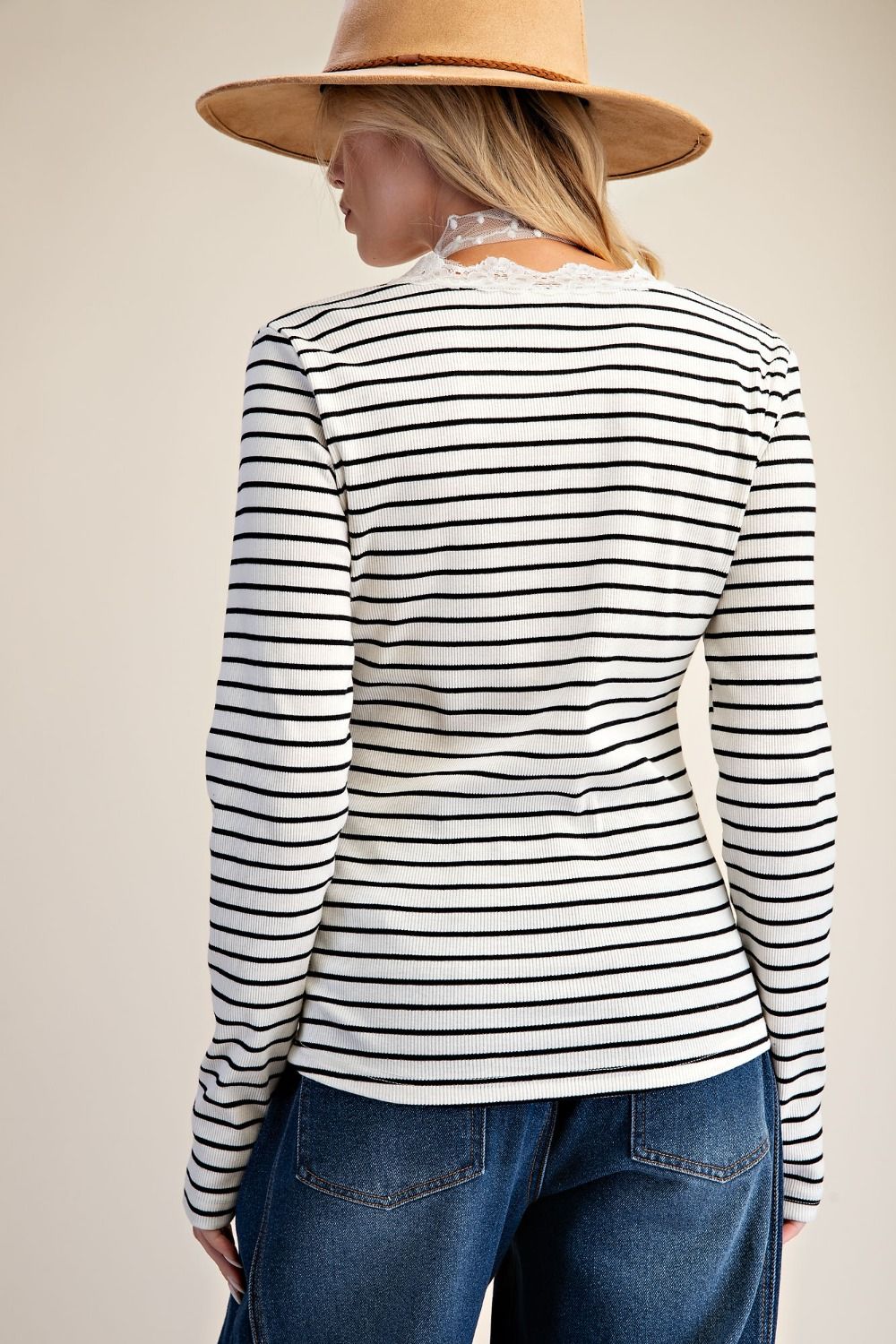 STRIPE RIB KNIT TOP