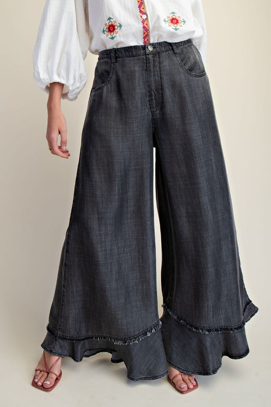 CHAMBRAY WASHED PANTS