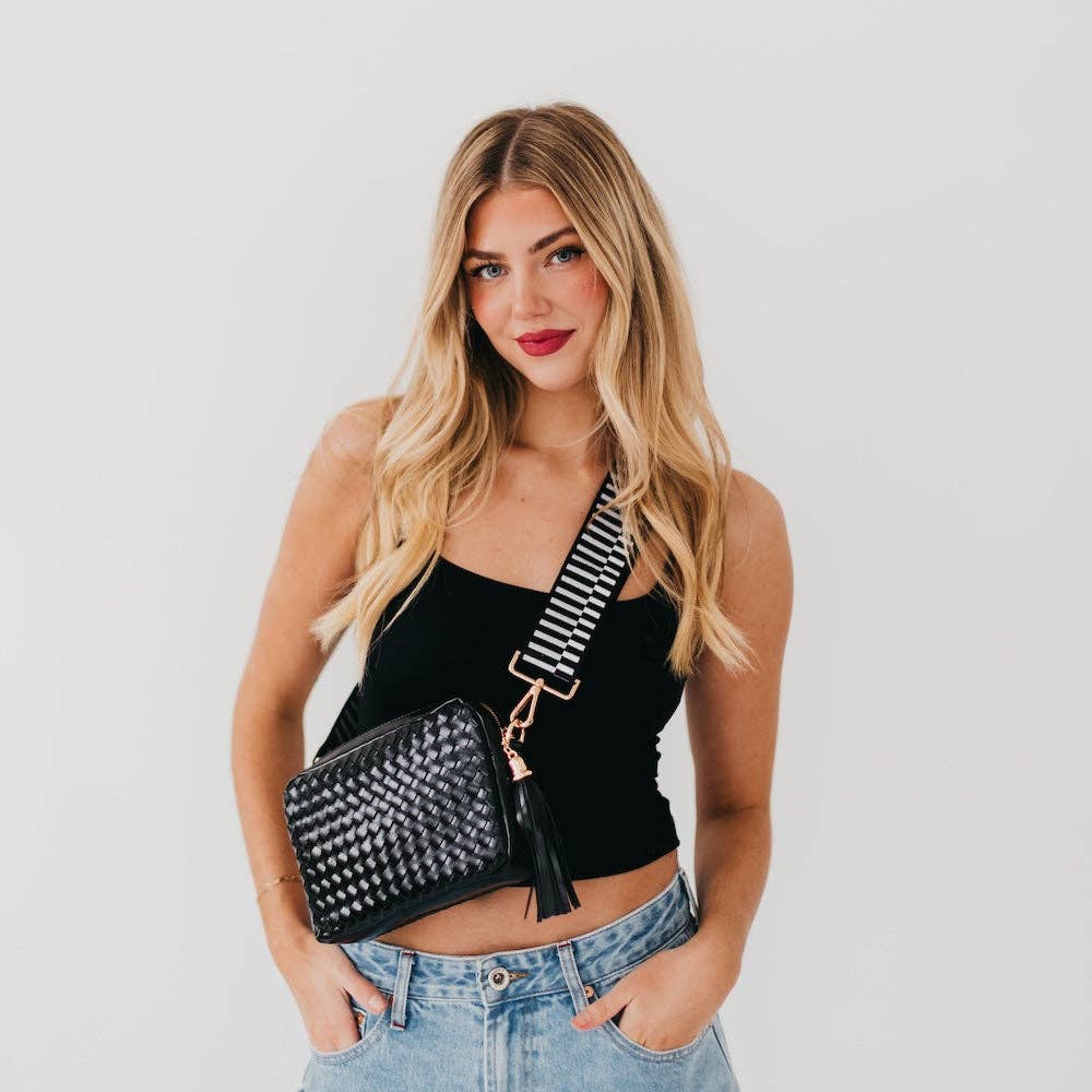 Woven Willow Camera Crossbody Bag Wholesale: Brown