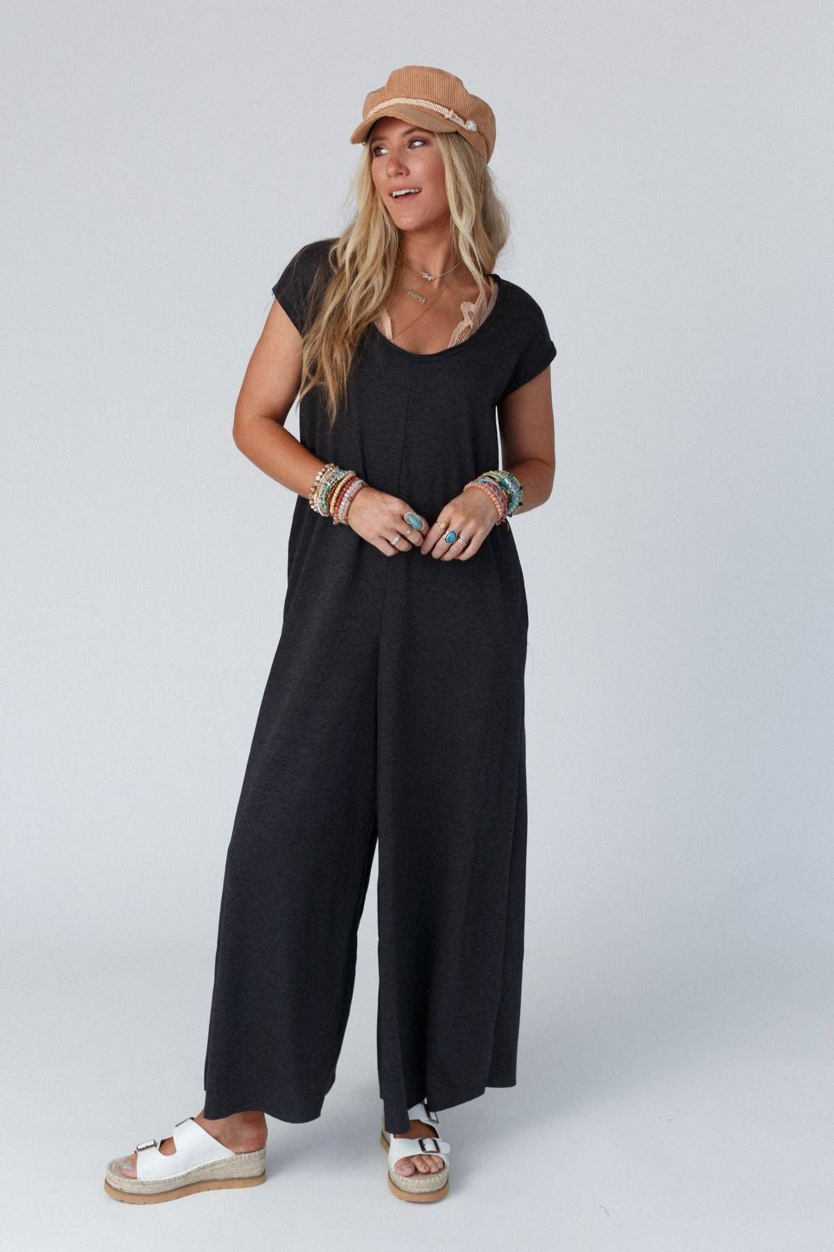Daphne Scoop Neck Jumpsuit - Charcoal: S