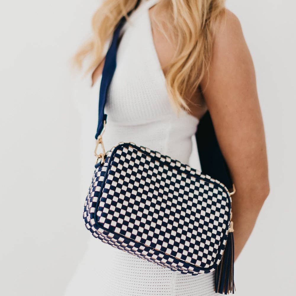 Woven Willow Camera Crossbody Bag Wholesale: Brown
