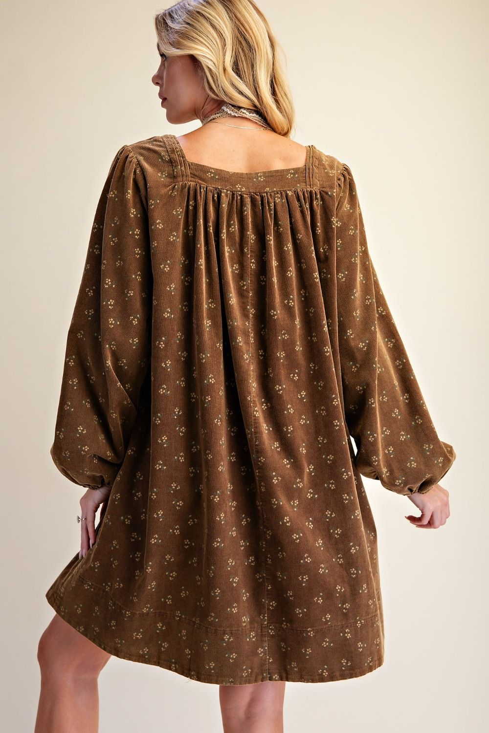 FLORAL CORDUROY DRESS