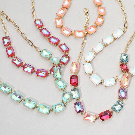 Cushion Rectangular Glass Necklace