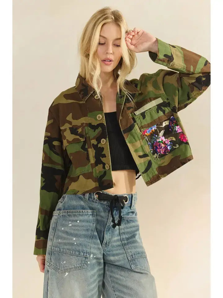 Camo Sequins Jacket