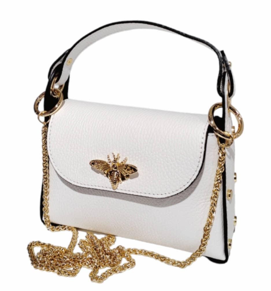 Maya Bumble Bee Leather Mini Crossbody  Bag JIJOU CAPRI: Silver