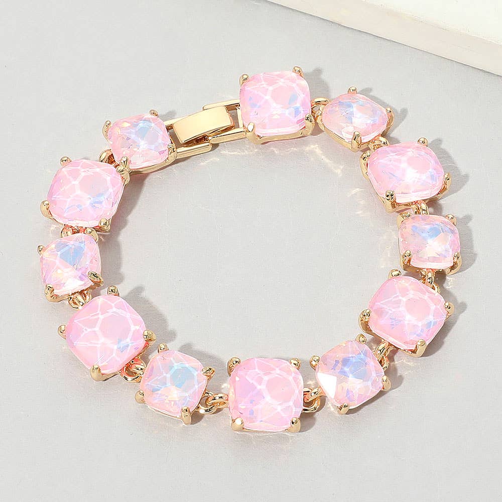 Cushion Square Stone Link Evening Bracelet: S-CL