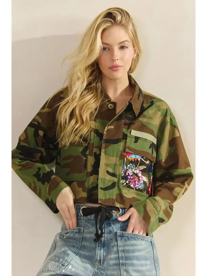 Camo Sequins Jacket