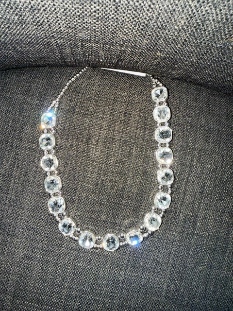 Silver Square Rhinestone Necklace