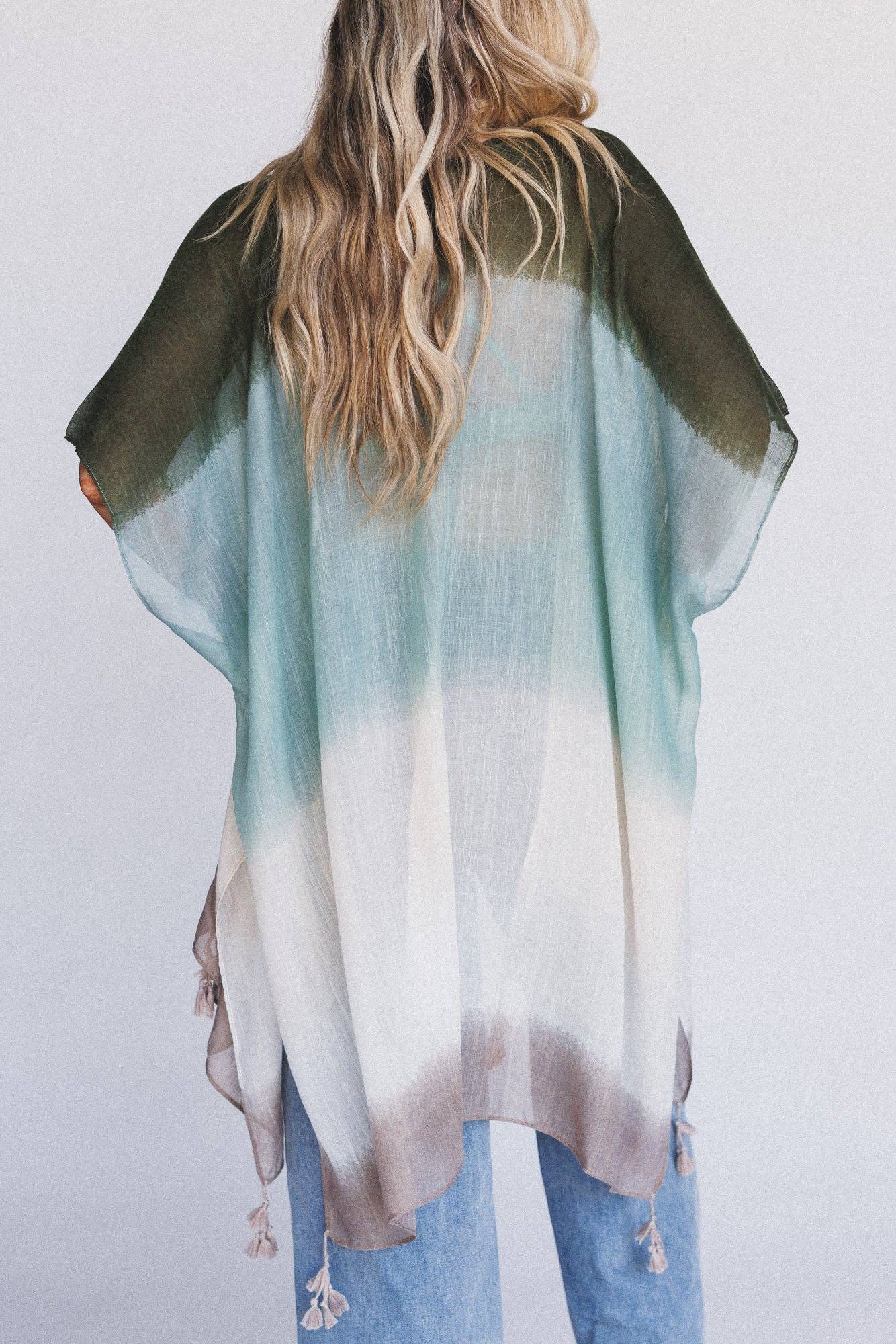 Sienna Soul Ombre Kimono - Sage: Green / OS