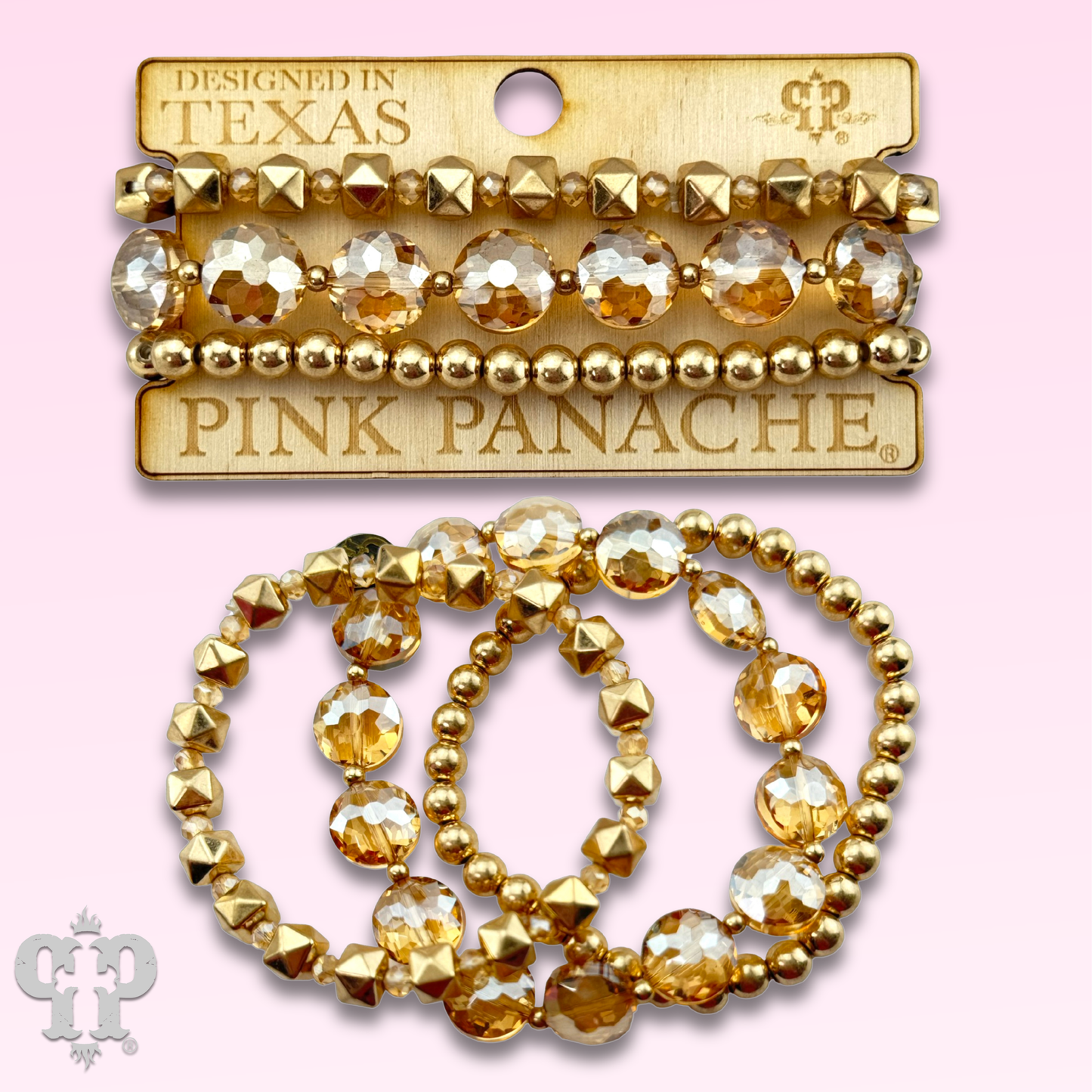 Gold and champagne bead bracelet - LC: Gold