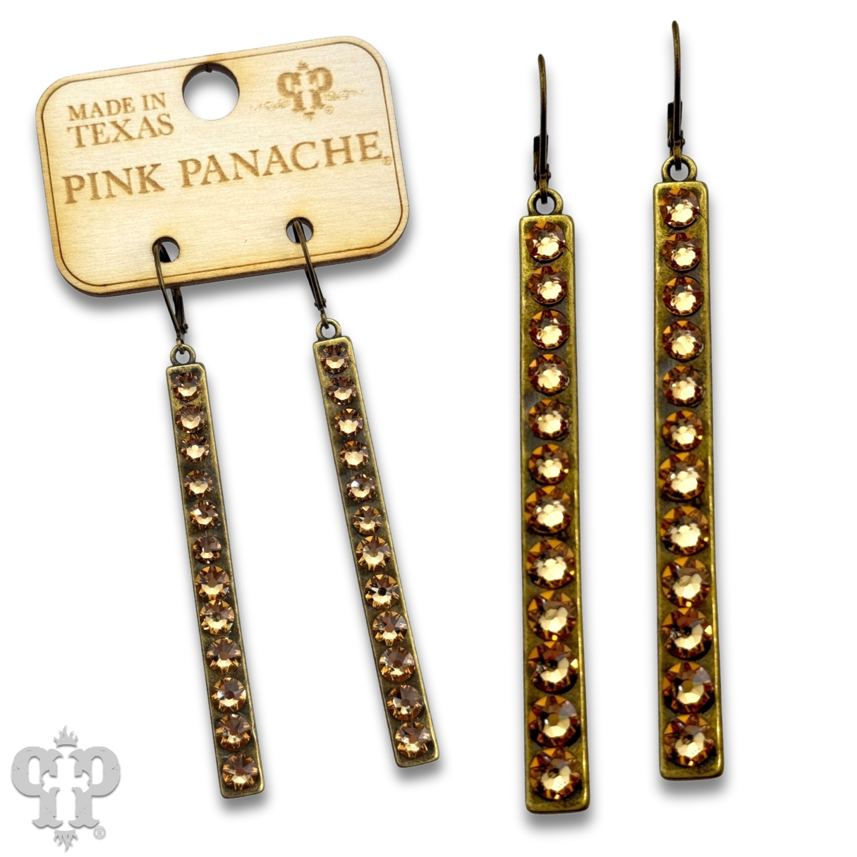 Sleek bar earring with Austrian crystals: White