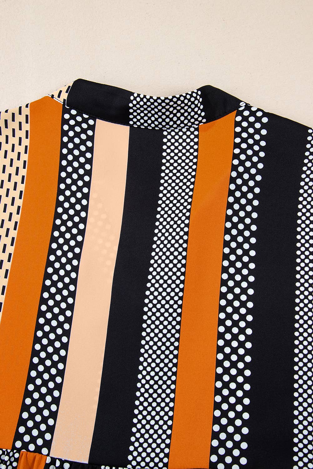 Striped Polka Dot Print V Neck Long Sleeve Mini Dress (S-XL): Multi-Colored / Missy / M