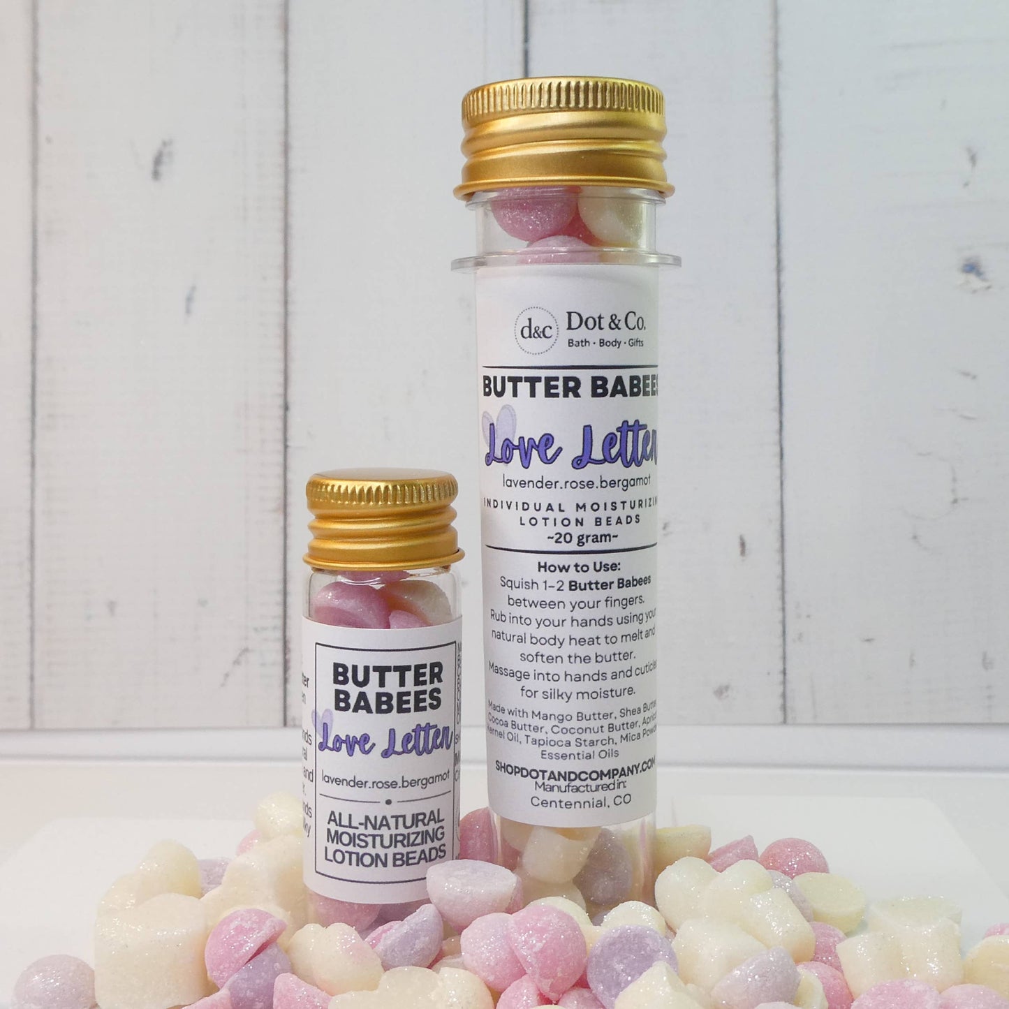 💜 Love Letter – Natural  Shea Lotion Beads (Butter Babees) : 20gram