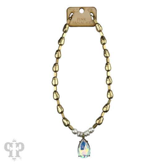 Gold and pearl bead necklace with pendant - LC: Gold