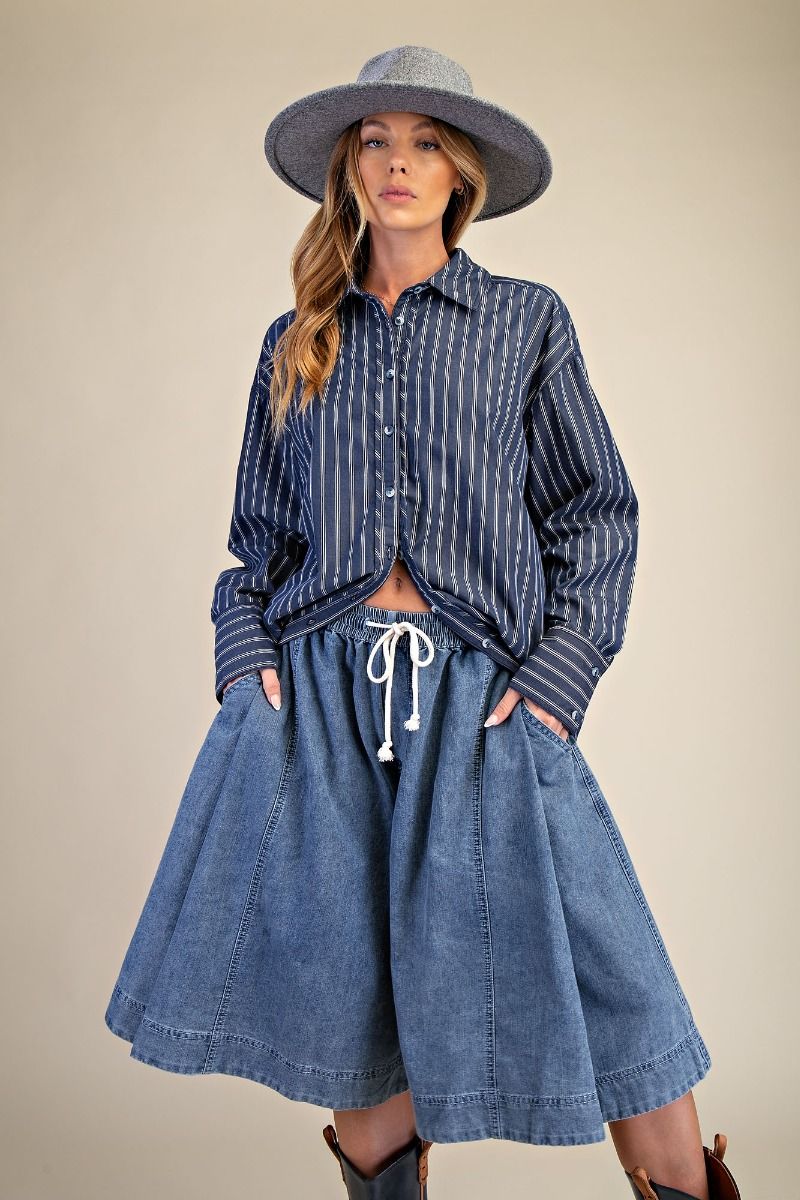DENIM KNEE SKIRT PANTS