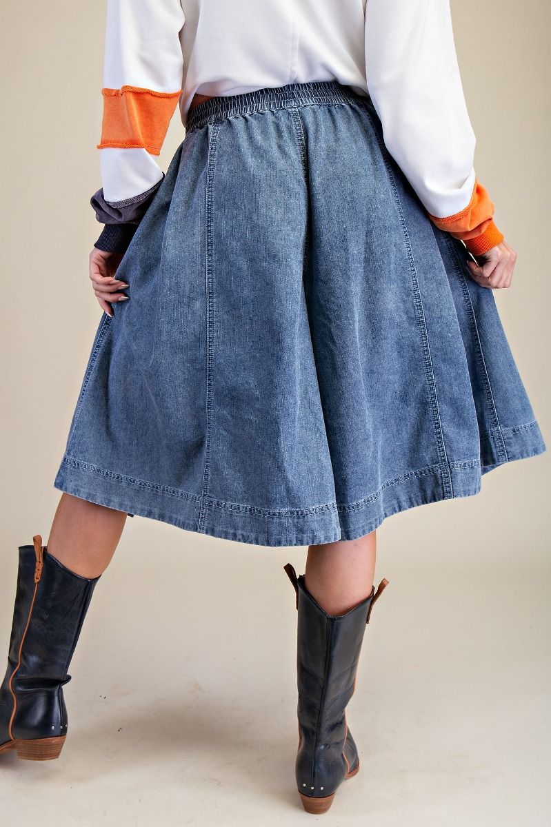 DENIM KNEE SKIRT PANTS