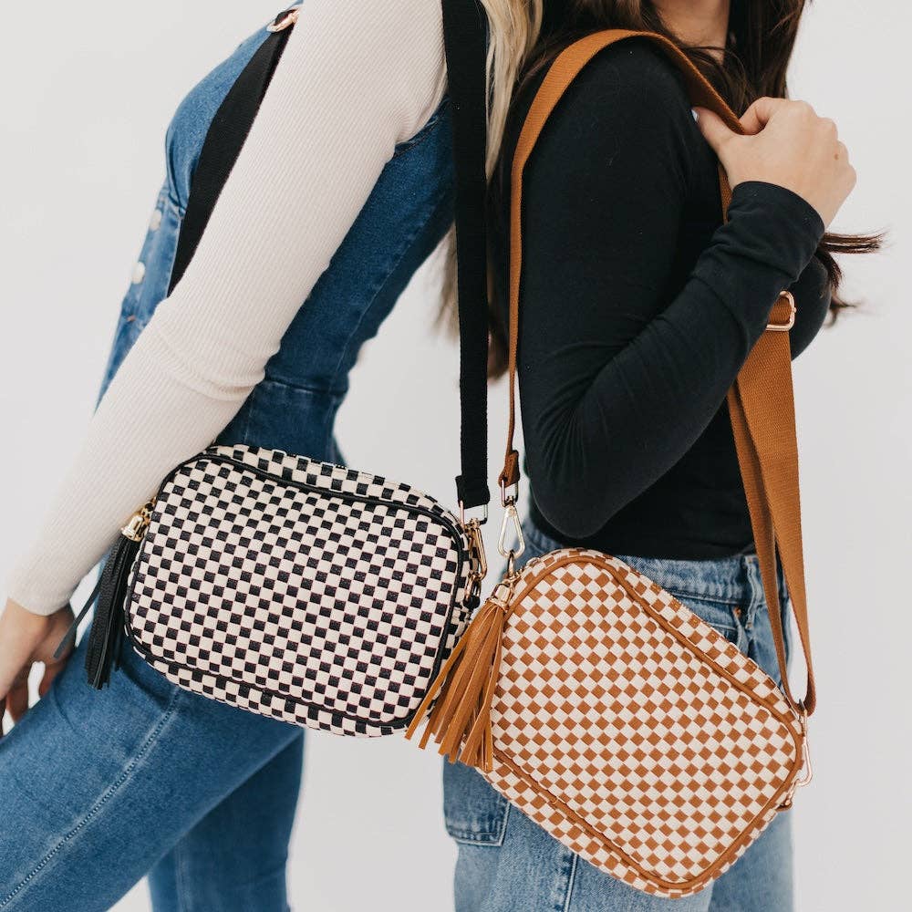 Woven Willow Camera Crossbody Bag Wholesale: Brown