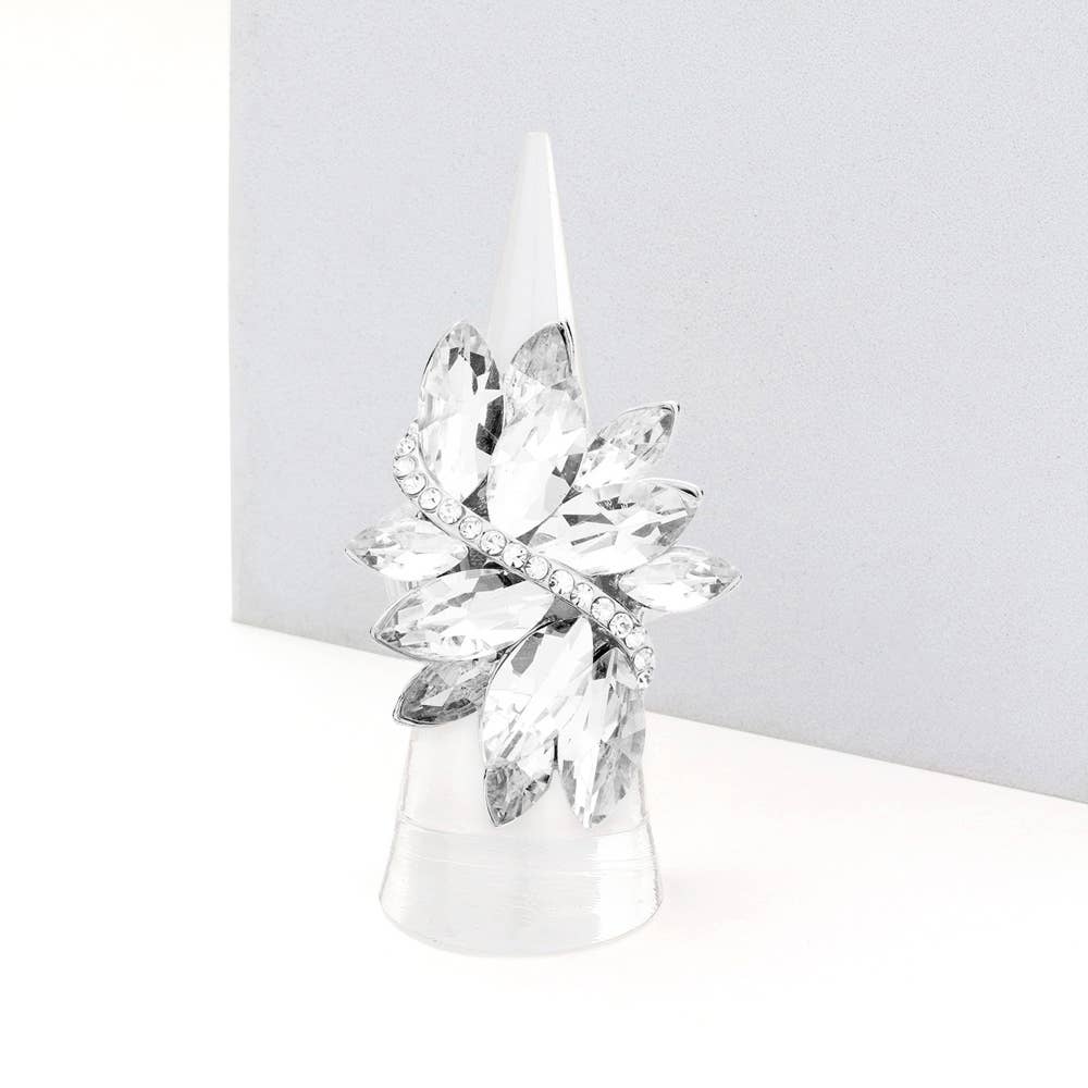 Marquise Crystal Cluster Stretch Ring: Vitrail Medium