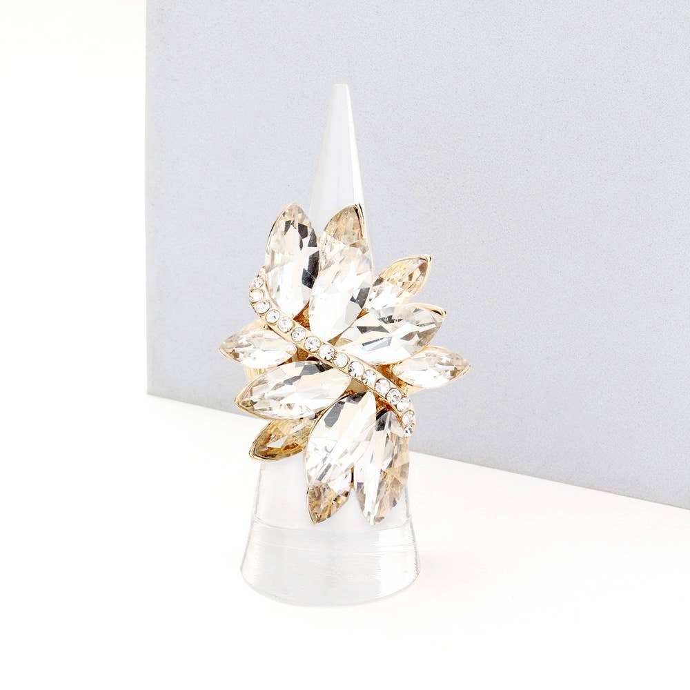 Marquise Crystal Cluster Stretch Ring: Vitrail Medium
