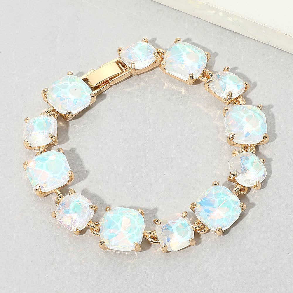 Cushion Square Stone Link Evening Bracelet: S-CL