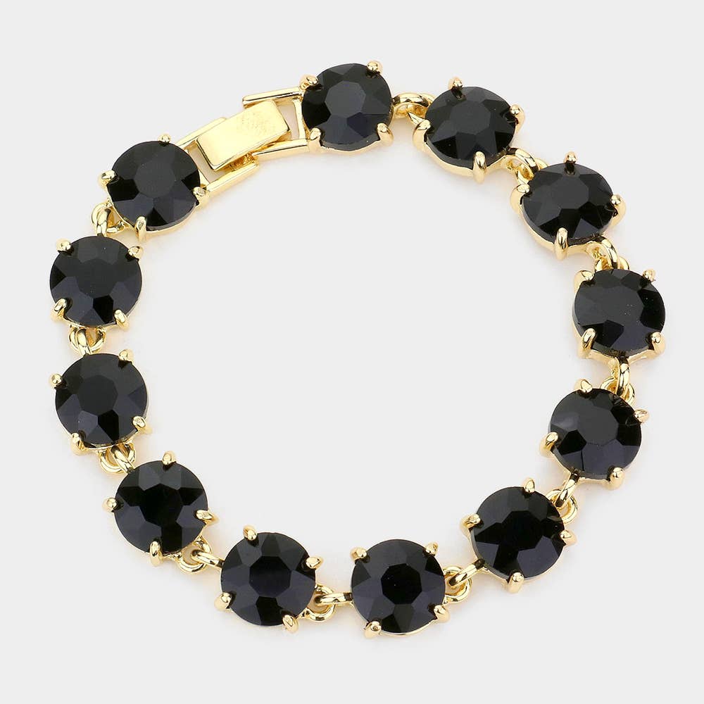 American USA Round Stone Link Evening Bracelet: AB,Multi