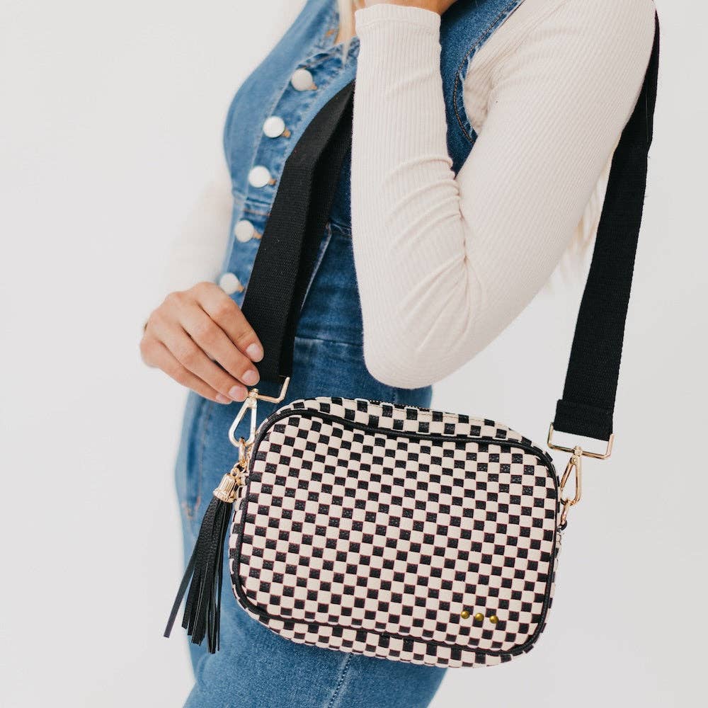 Woven Willow Camera Crossbody Bag Wholesale: Brown