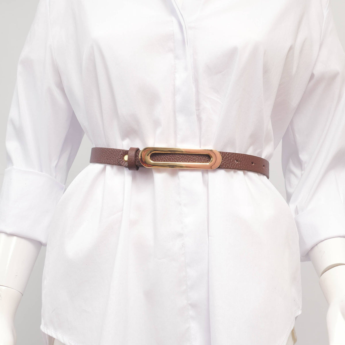 Slim leather belt