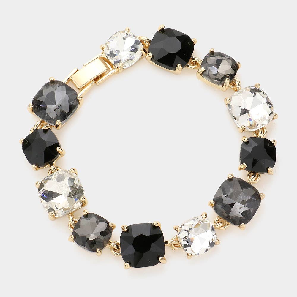 Cushion Square Stone Link Evening Bracelet: S-CL