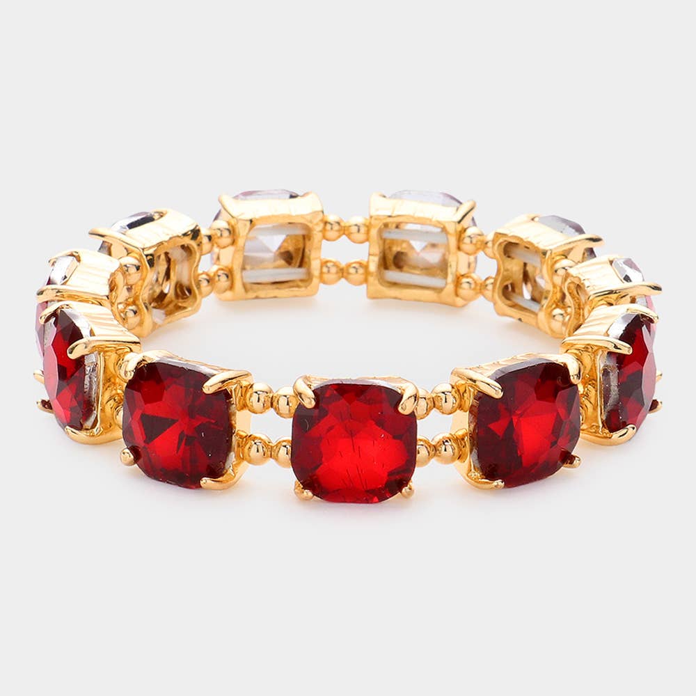 Cushion Square Stone Stretch Evening Bracelet: LV-AB