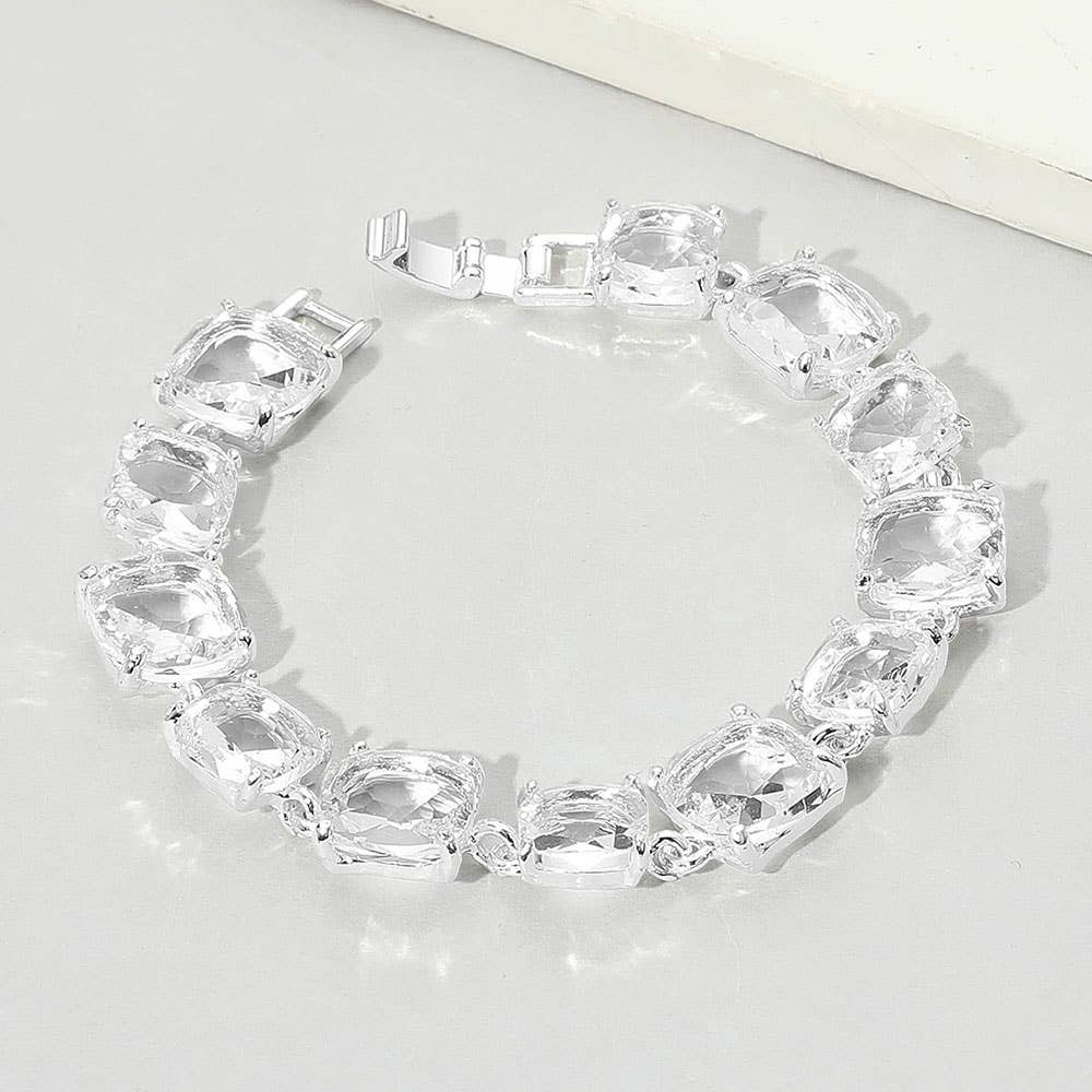 Cushion Square Stone Link Evening Bracelet: S-CL