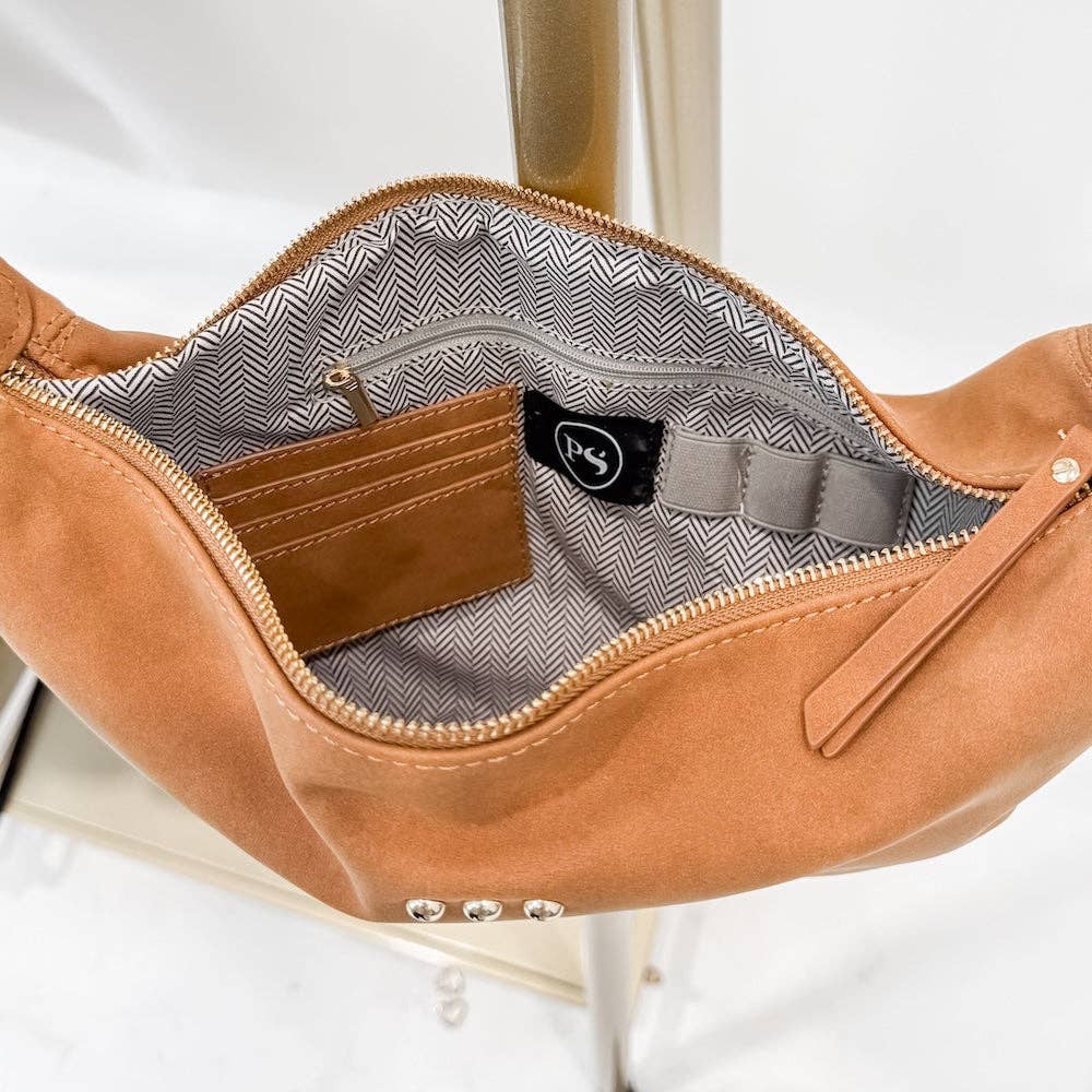 Netty Nubuck Crossbody: Black
