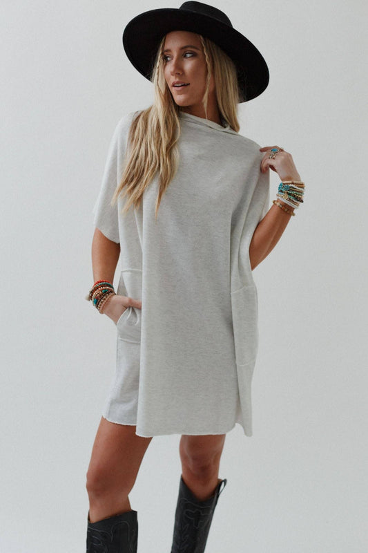 Laid Back Luxe Dress - Light Heather Gray: S