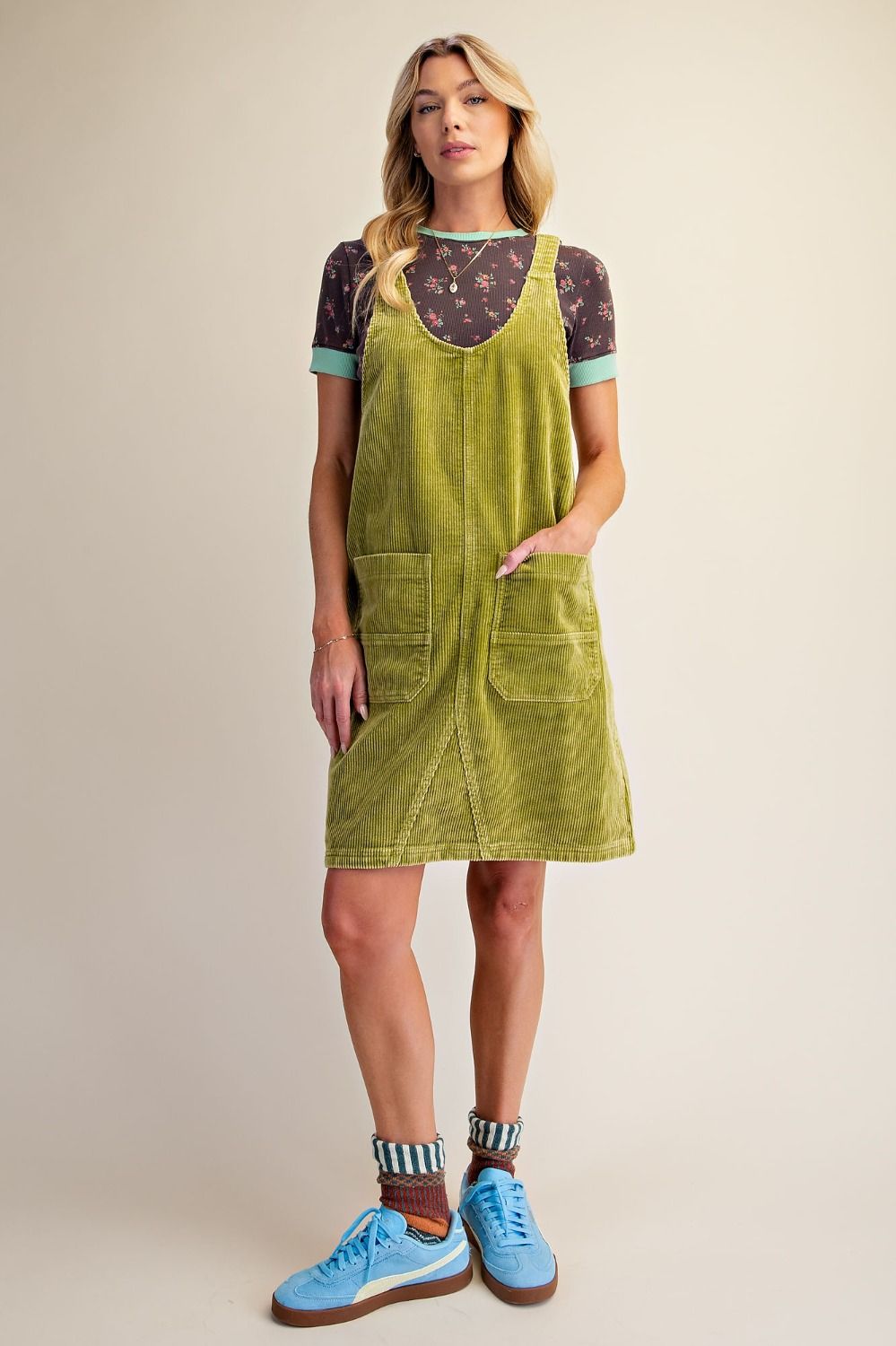 WASHED CORDUROY OVERALL DRESS