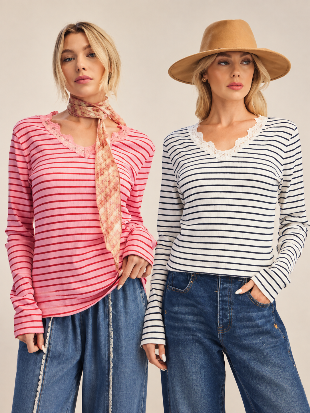 STRIPE RIB KNIT TOP