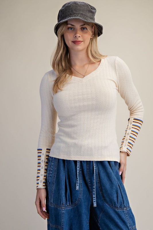 STRIPE MIX KNIT TOP