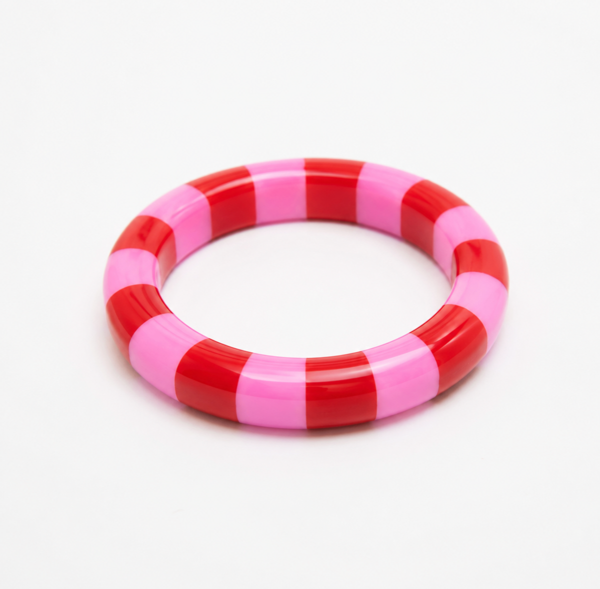 Sweetheart Stripe Resin Bangle | Pink & Red