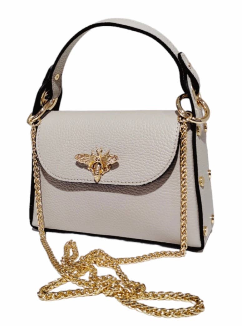 Maya Bumble Bee Leather Mini Crossbody  Bag JIJOU CAPRI: Silver