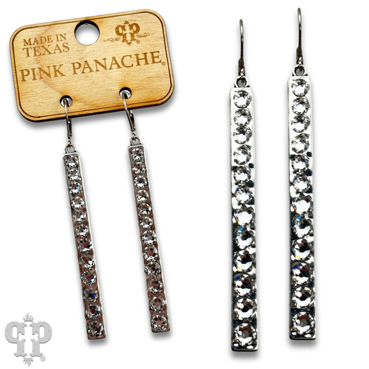 Sleek bar earring with Austrian crystals: White