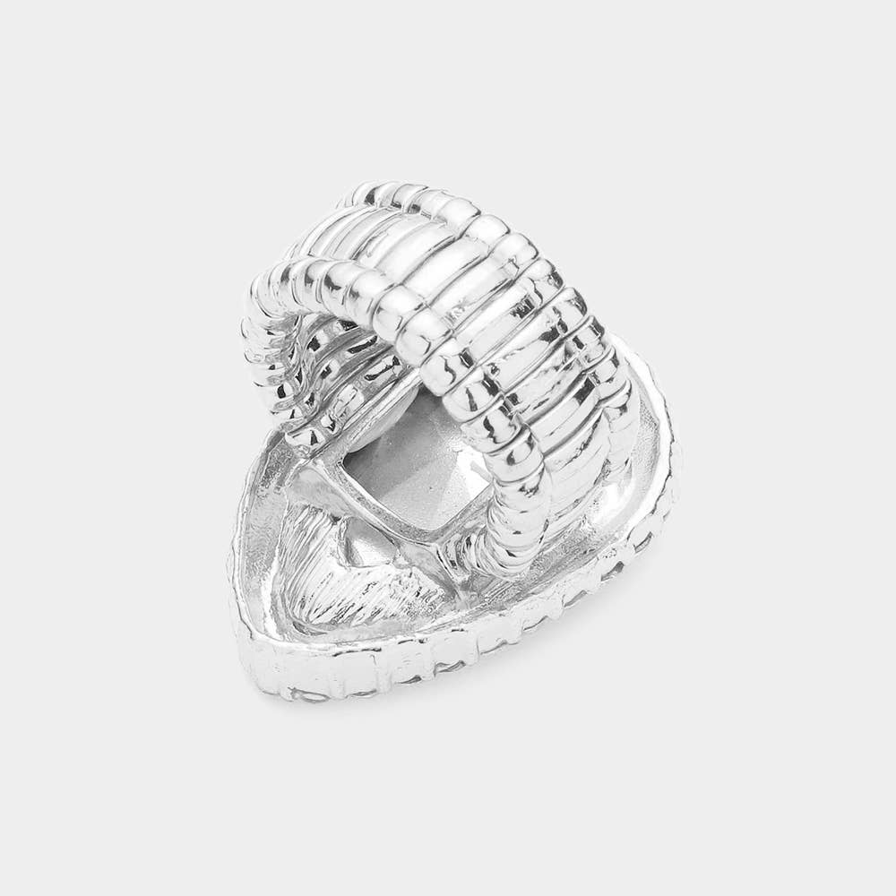 Crystal rhinestone teardrop stretch cocktail ring: Red