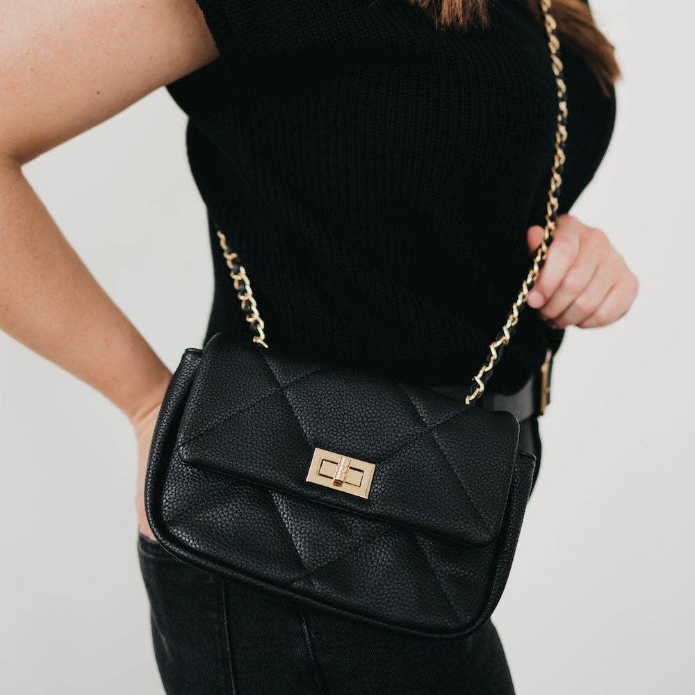 Queenie Quilted Crossbody Bag Wholesale: Black