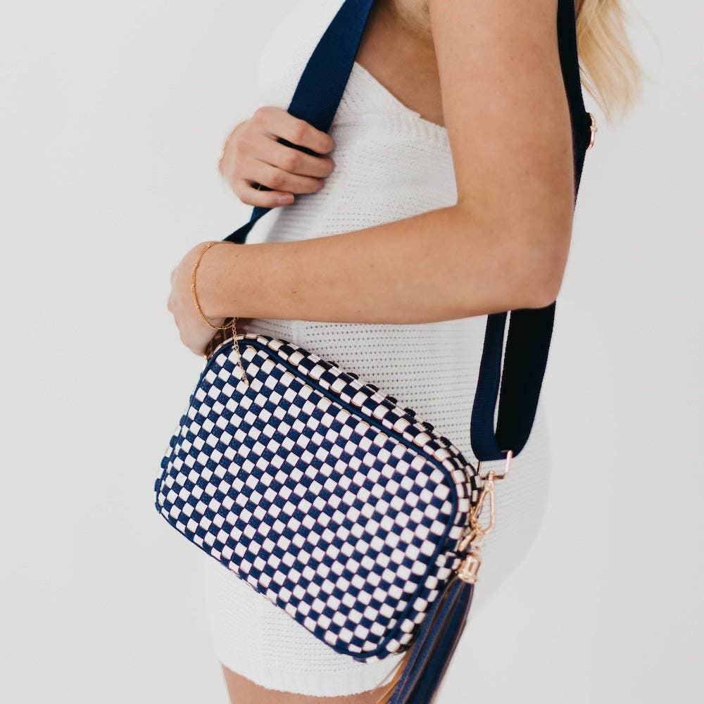 Woven Willow Camera Crossbody Bag Wholesale: Brown