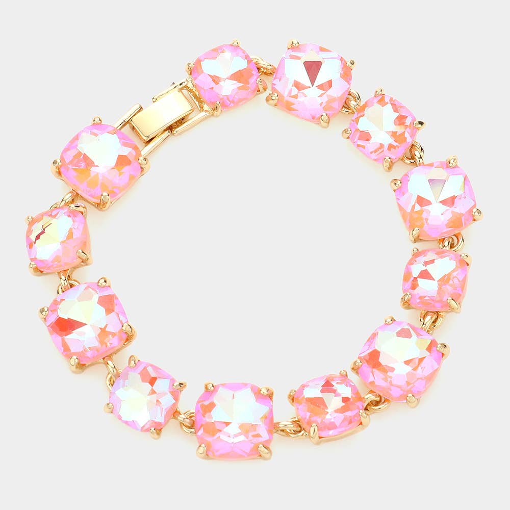 Cushion Square Stone Link Evening Bracelet: S-CL