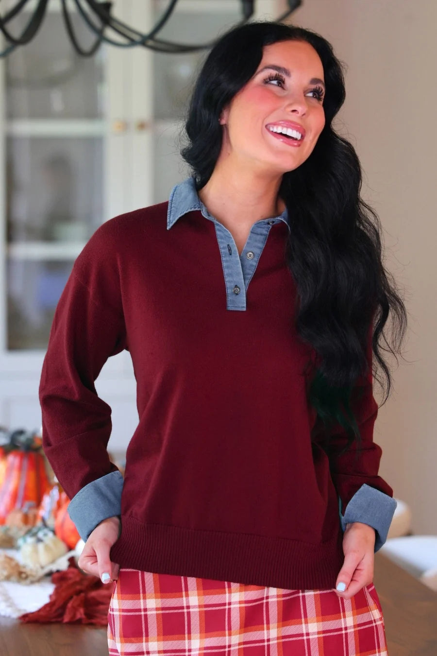 Denim Trim Sweater
