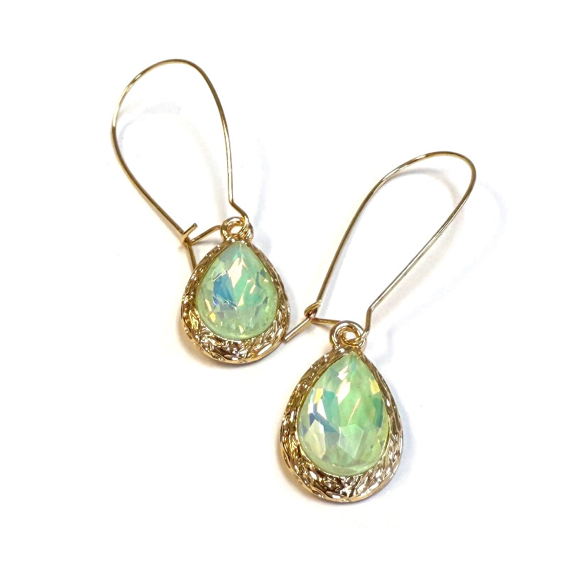 Teardrop Glass Fishhook Earrings