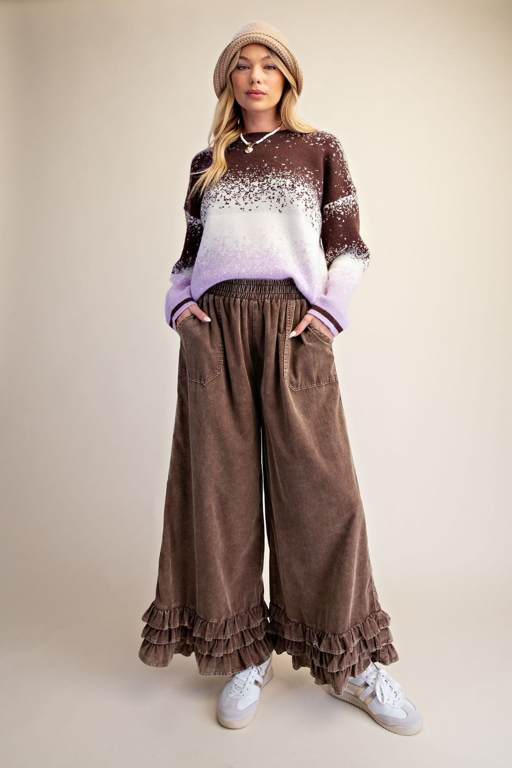 RUFFLE CORDUROY PANTS
